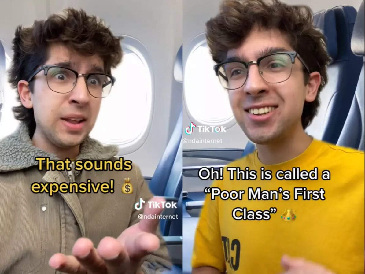 A TikToker sparked debate with a 'poor man's first class' flight hack ...