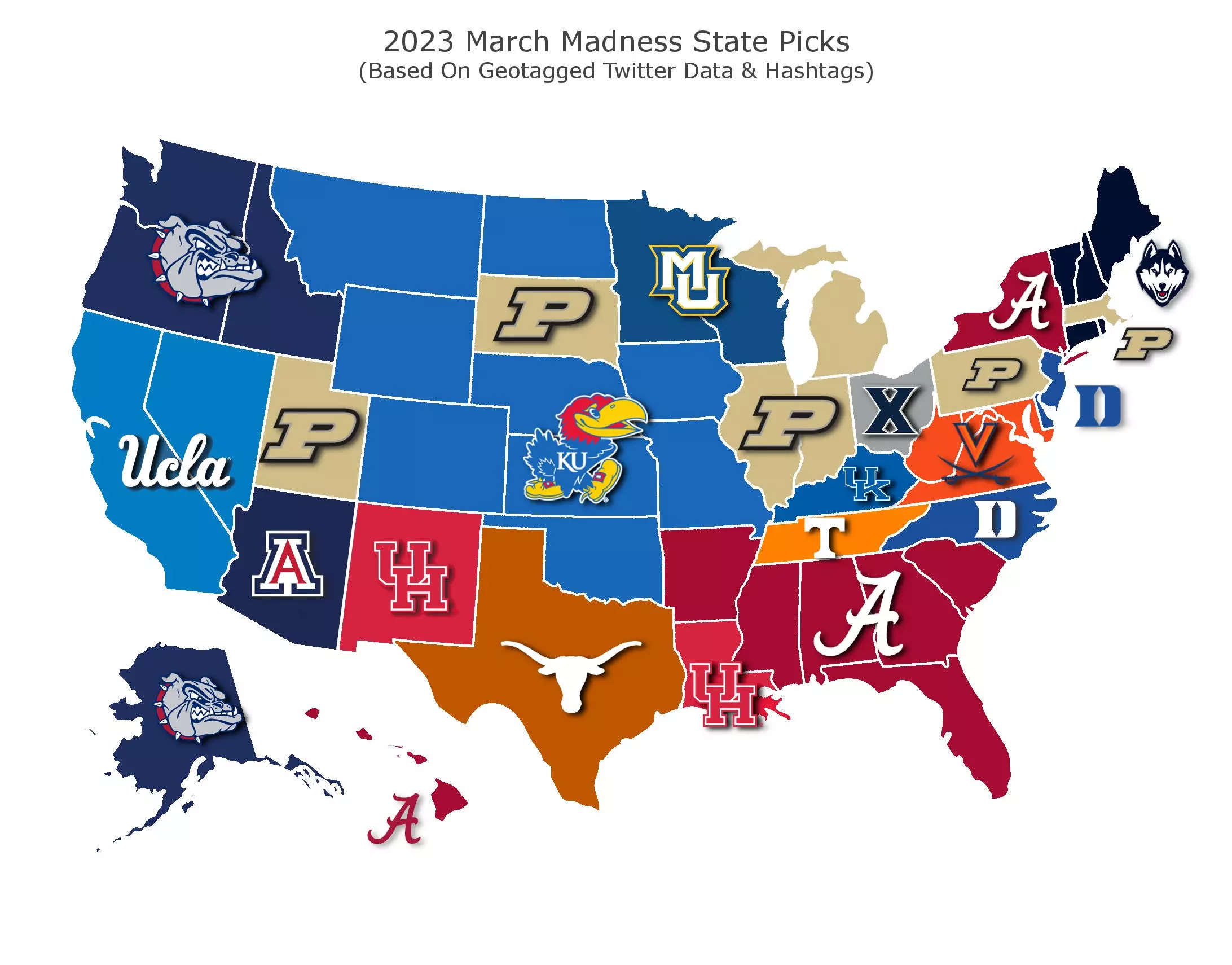 Map shows which men's March Madness team is the favorite to win this