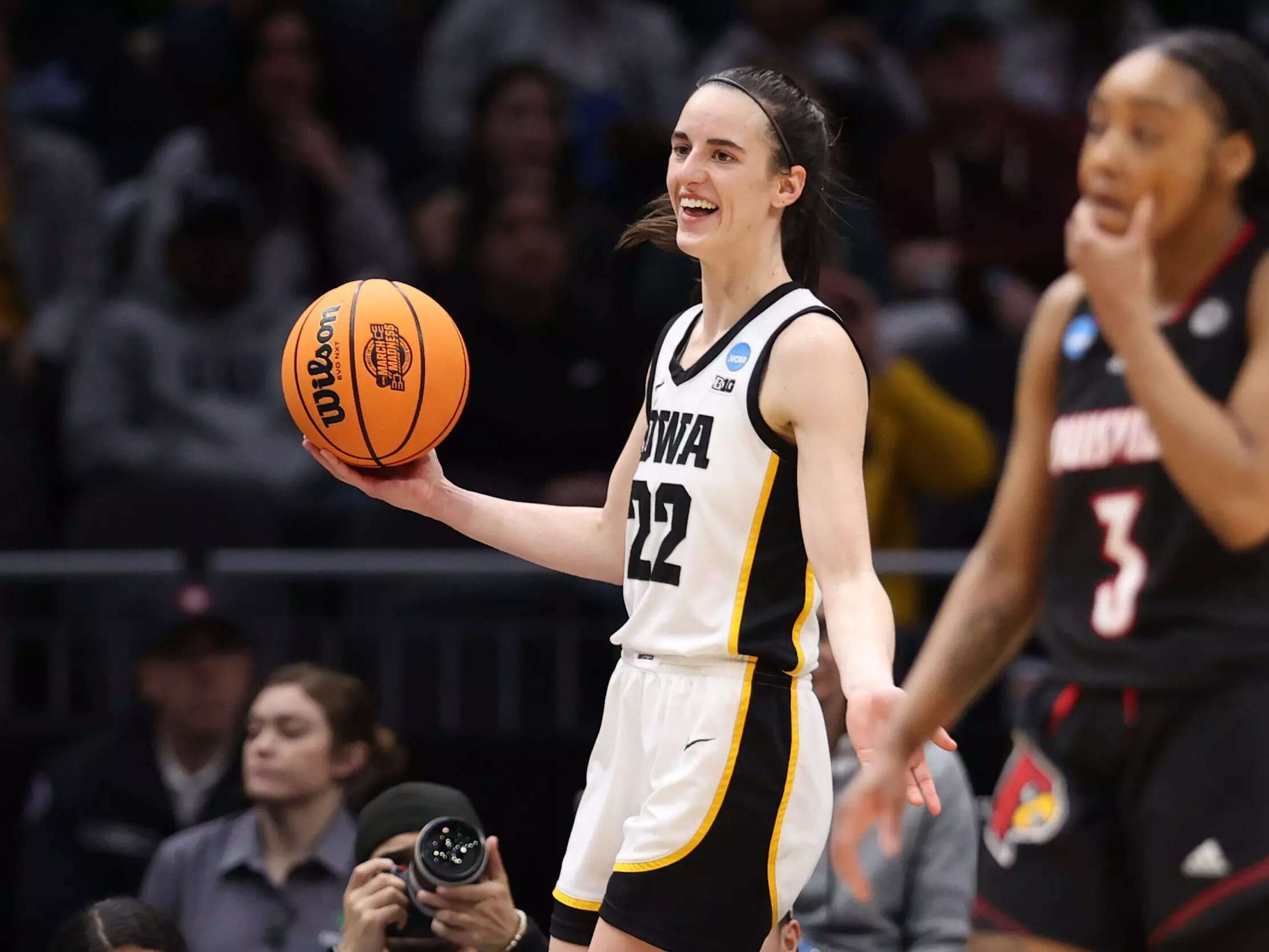 Caitlin Clark Snagged The Game Ball After Her 40-point Triple-double ...