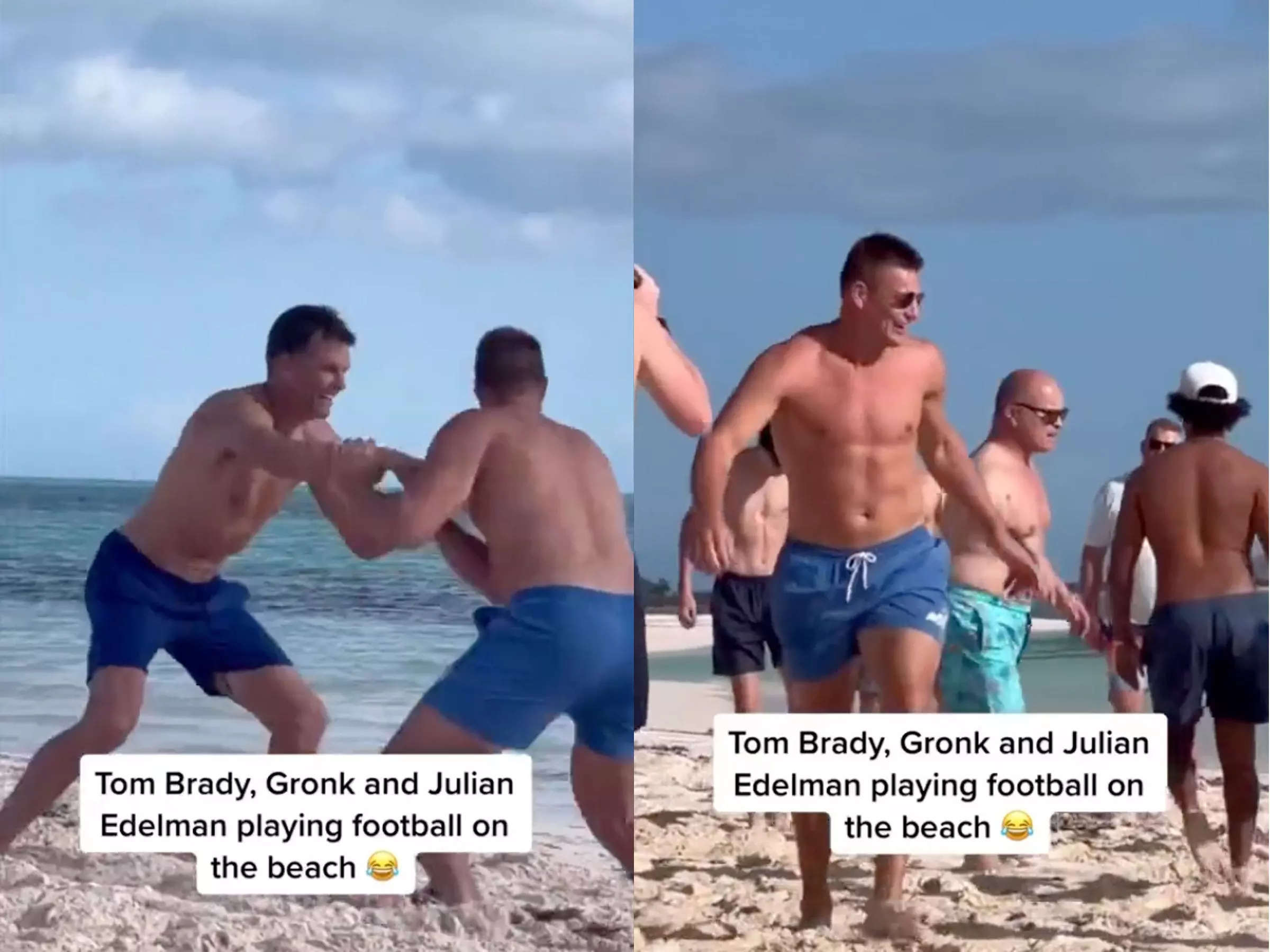 Tom Brady is enjoying family time and training his son to be the next Gronk