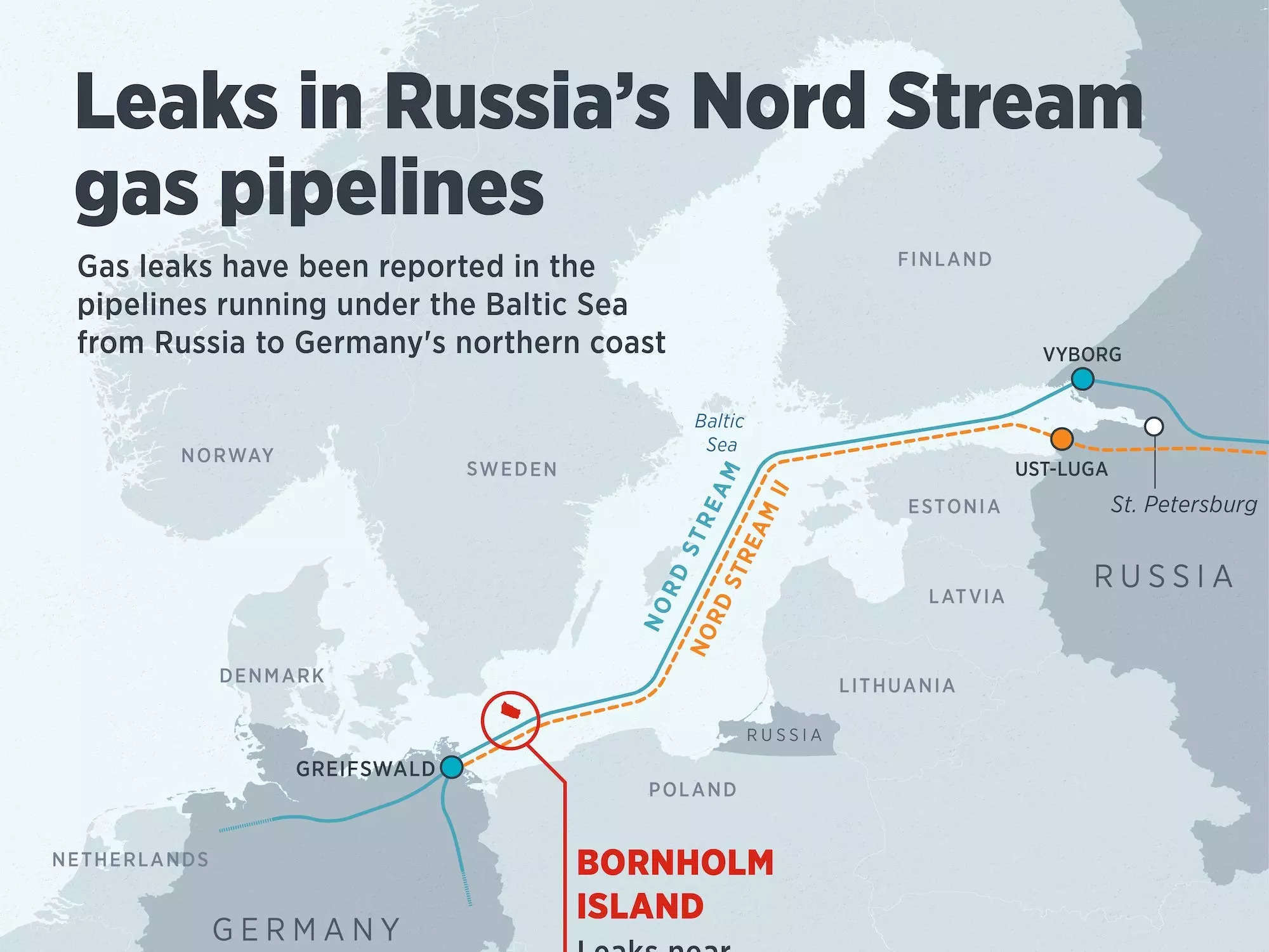 Nord Stream.leakage карта