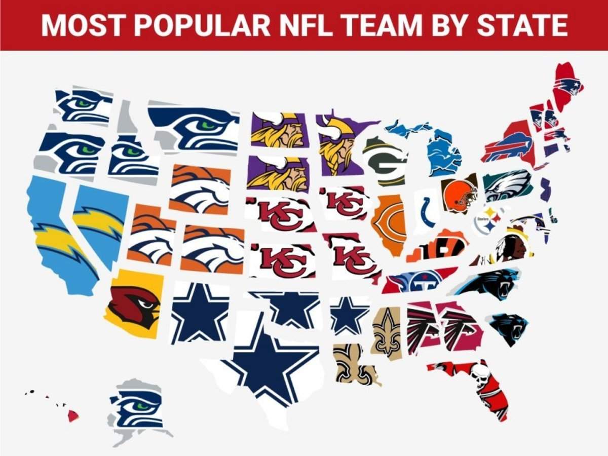 Map Shows Most Popular NFL Team By State Based On Jersey Sales