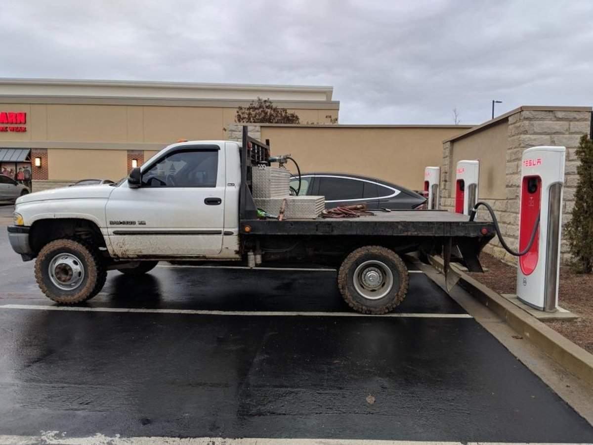 Truck Owners Are Blocking Tesla Superchargers In Ice Ing