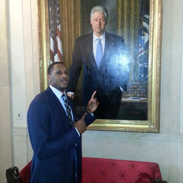 Bill Clinton's portrait was a popular one to pose with. Mario Chalmers ...