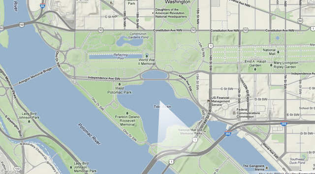 A Map Of Jefferson Memorial In The Next Few Centuries If Sea Level   A Map Of Jefferson Memorial Today  