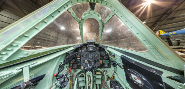 Here we see the cockpit of the SPAD XIII C.1, a French biplane fighter ...