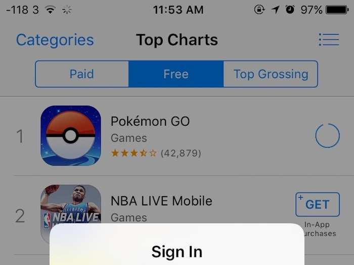 Download Pokemon Go from the app store