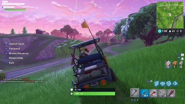 after finding a golf cart you simply hit your equip button y if you re using the nintendo switch like i was while standing on the driver s side and - where are the golf carts in fortnite