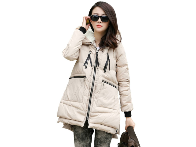 KYL Women's Winter Puffer Jacket Long-Sleeve Full-Zip Oversized Short  Quilted Do