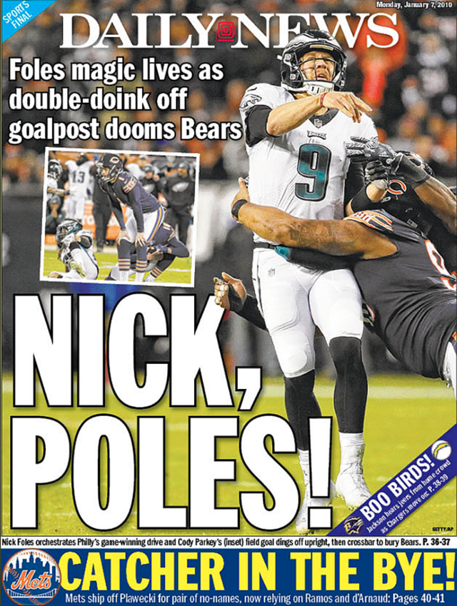 Eagles' Playoff Wild Card Win Over Bears in Newspaper Front Pages