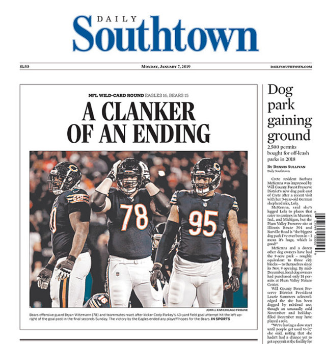 Eagles' Playoff Wild Card Win Over Bears in Newspaper Front Pages