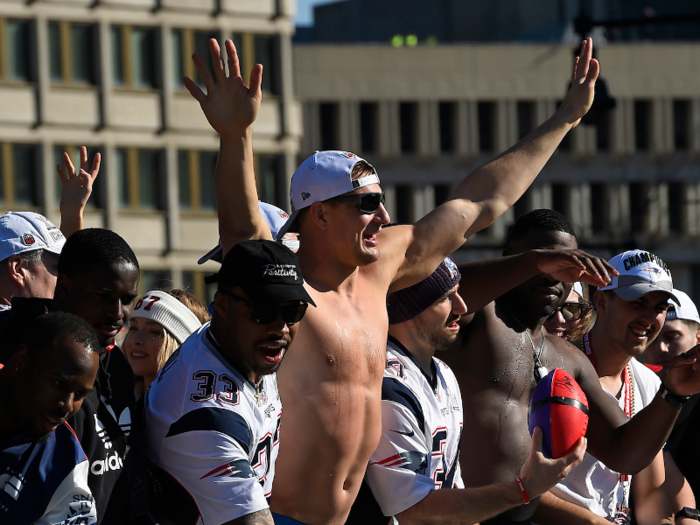 Rob Gronkowski Gets Shirtless A Patriots' Victory Parade With GF –  Hollywood Life