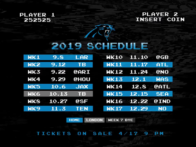 Carolina Panthers Reveal 2019 Schedule With Classic Video Game Mash-up