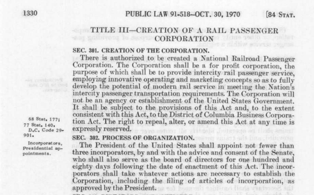 The Congressional Rail Passenger Service Act Of 1970 Combined 20 Of The ...