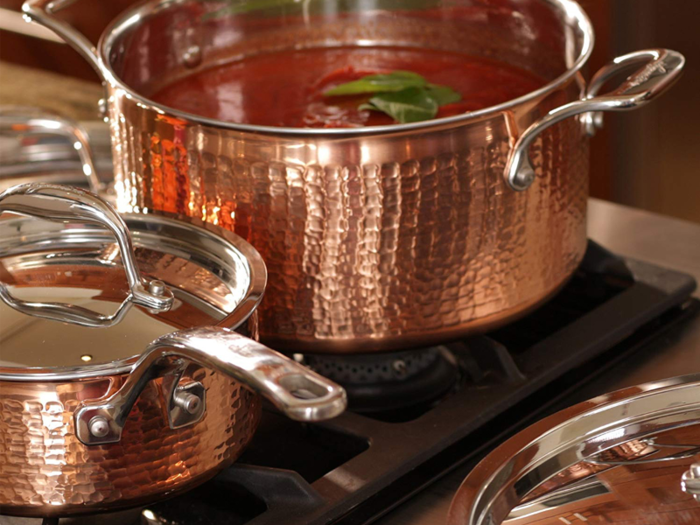 Lagostina Martellata Hammered Copper & Stainless Steel 3 Quart Covered  Casserole