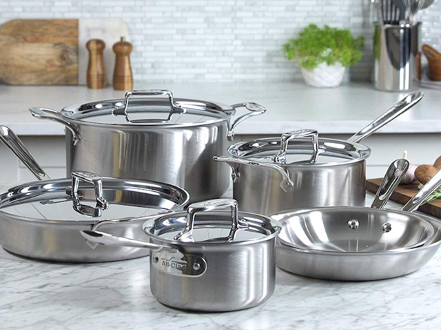 All-Clad D5 Brushed Stainless Steel 10 Piece Cookware Set - Kitchen &  Company