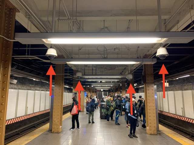 Wandering around the bottom platform, it appeared security had decided platform ends needed the most surveillance. And they didn't hold back. While this photo shows four cameras, I counted eight at each end.