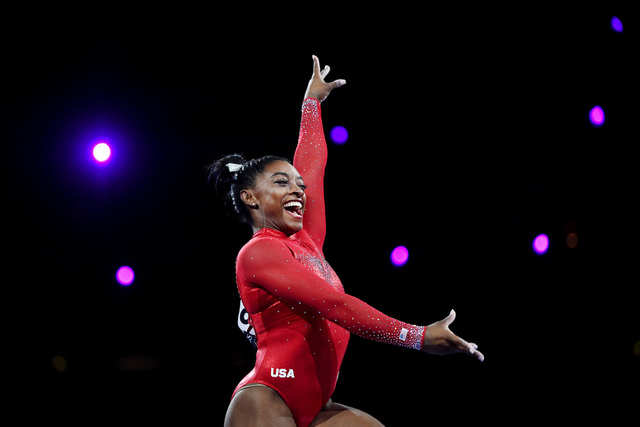 Simone Biles Defies Gravity During Her Floor Routine At The Womens Team Finals Of The Fig 5129