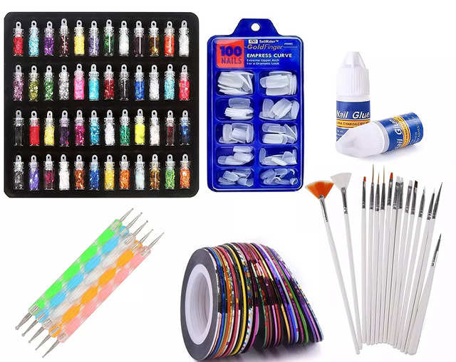 Nail Art Kit 54W Lamp Poly Gel Quick Extension Acrylic Powder Liquid  Glitter Set | eBay