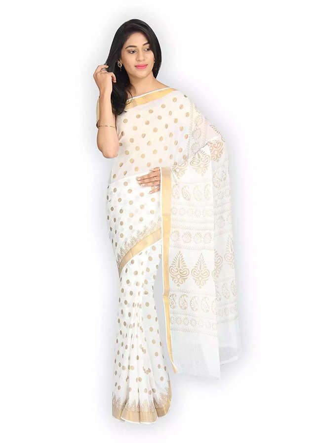 Pearl White Sequins & Thread Embroidered Designer Georgette Saree: Top –  Ethnos