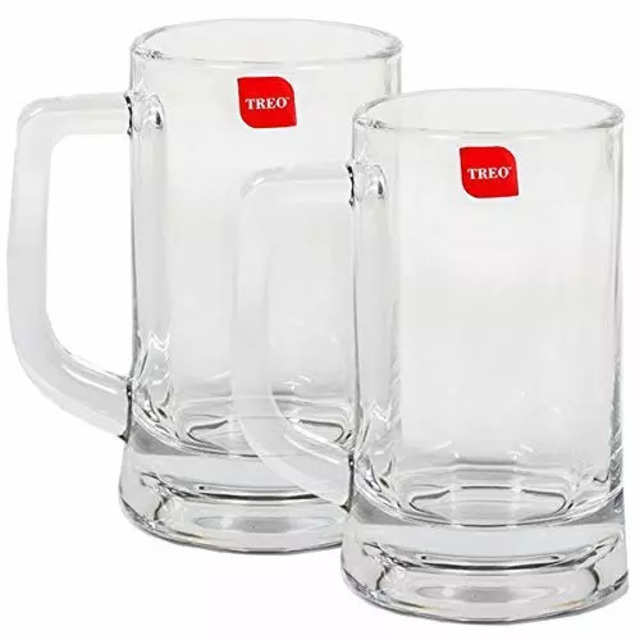 Treo Cascade Transparent Glass Beer Mug, 2 pcs